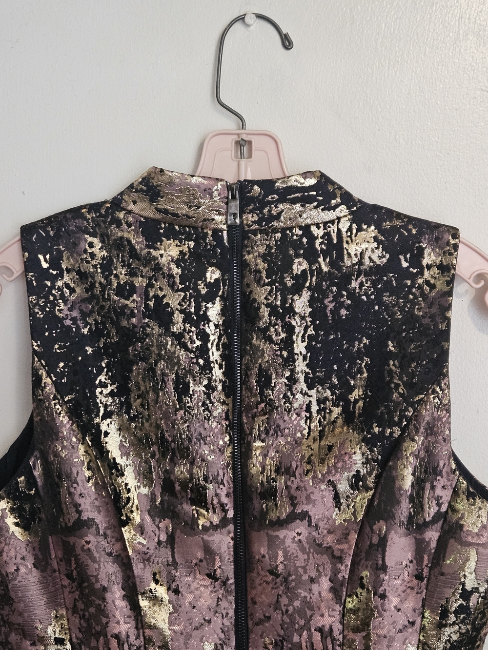 Vince Camuto Metallic Black, Pink and Gold Fit-and-Flare Dress - Picture 5 of 9